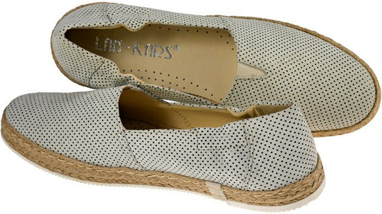 LAN-KARS  D383  espadryle BIAŁY W KROPKI